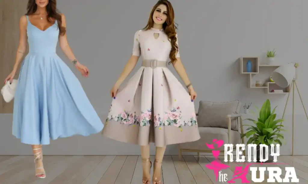 A-Line Tea Length Gown 