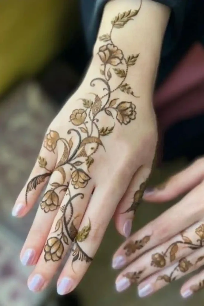 Floral Design Finger Mehndi Designs