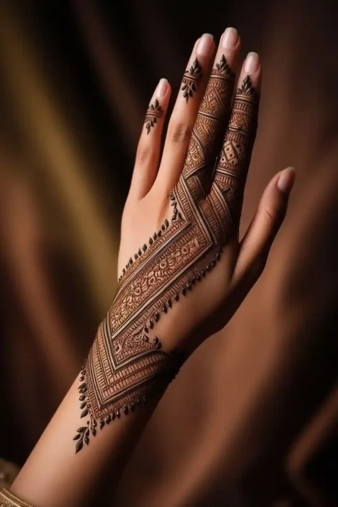 Geometric Patterns Finger Mehndi Designs