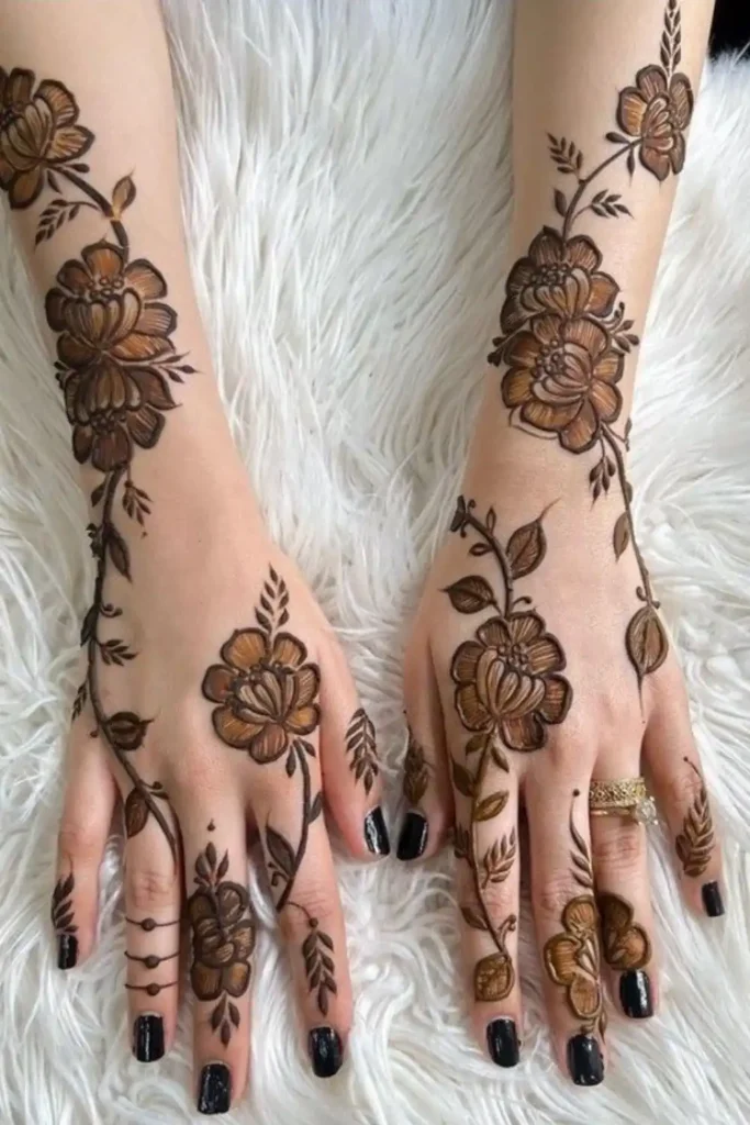 Floral Design Finger Mehndi Designs