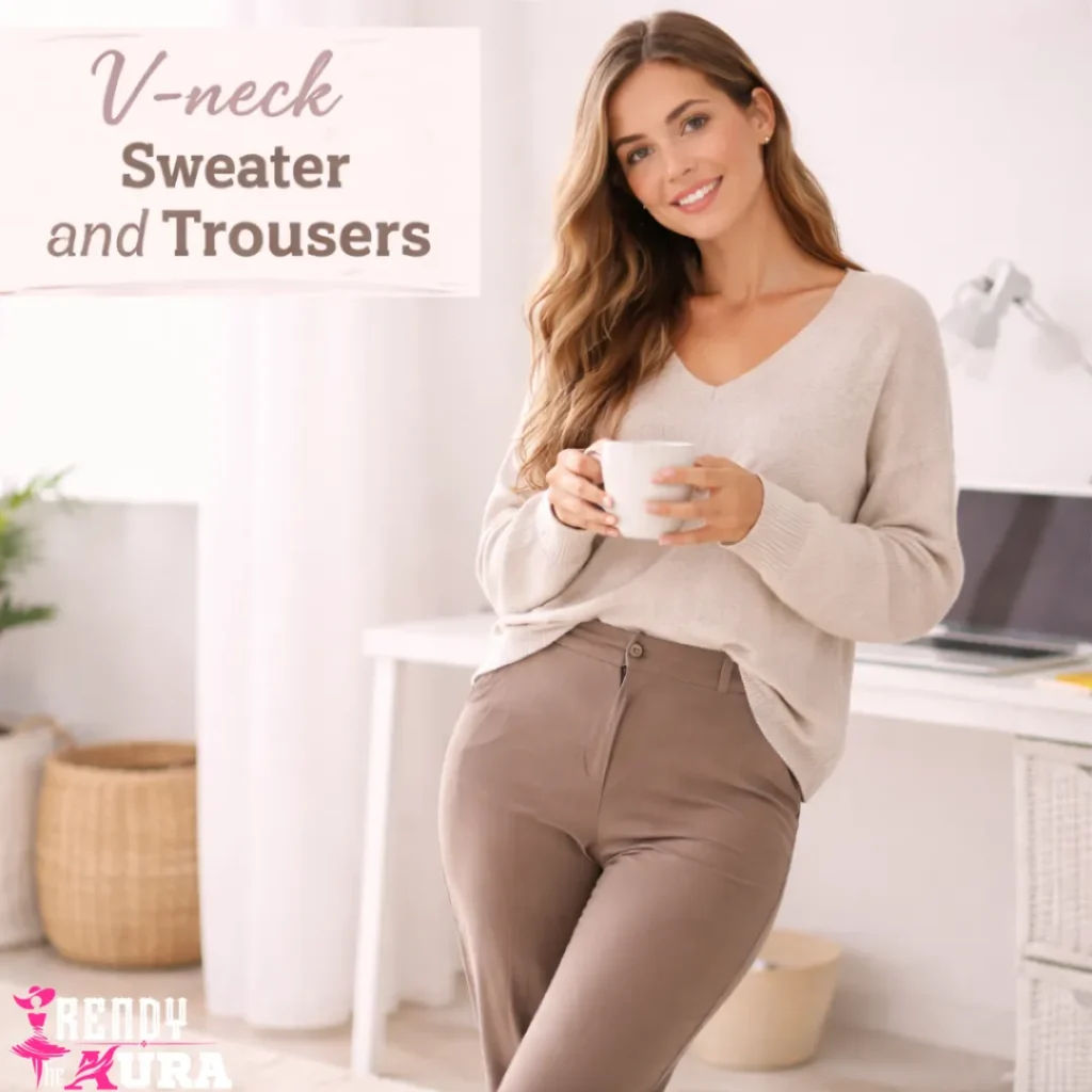 V-neck Sweater and Trousers