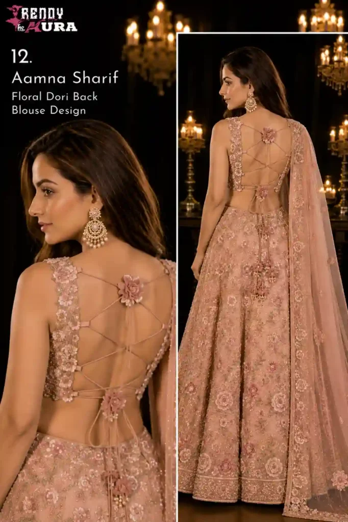 Aamna Sharif's Floral Dori Back Design