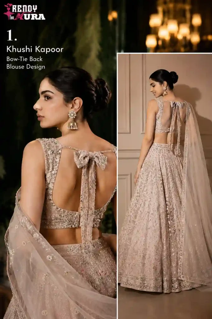 Khushi Kapoor's Elegant Bow-Tie Back Blouse Design
