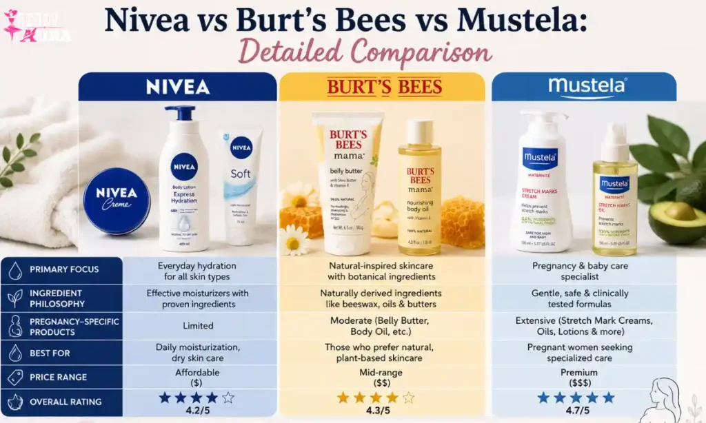 Nivea vs Burt's Bees vs Mustela Detailed Comparison