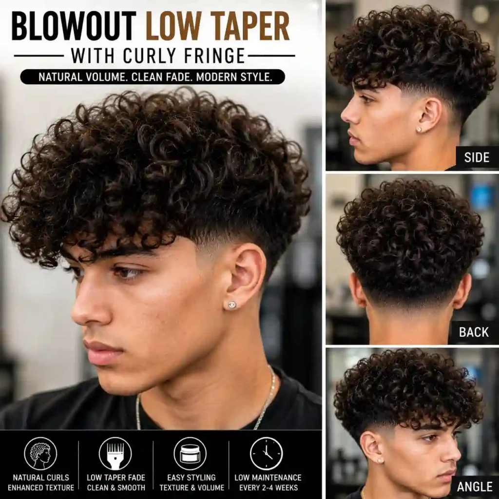 Blowout Low Taper with Curly Fringe