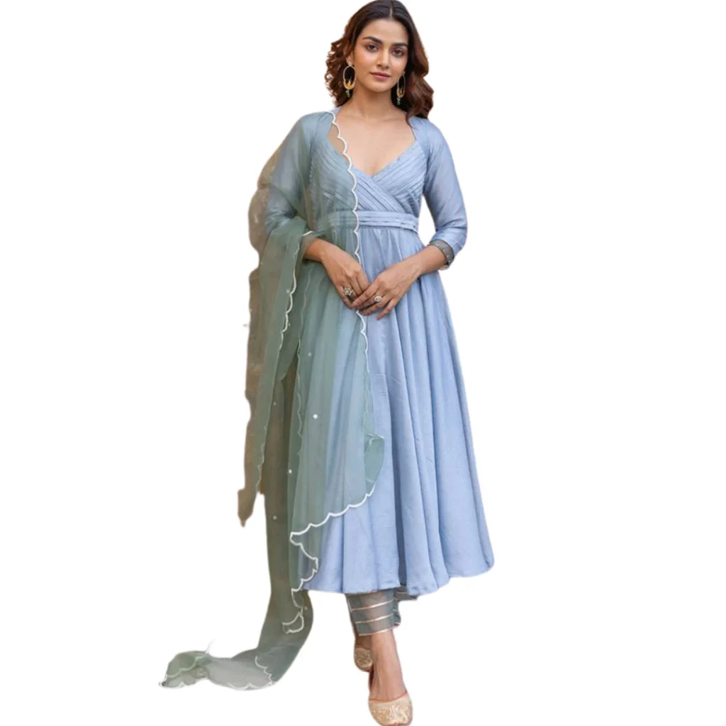 Front Pleated Dupatta Style